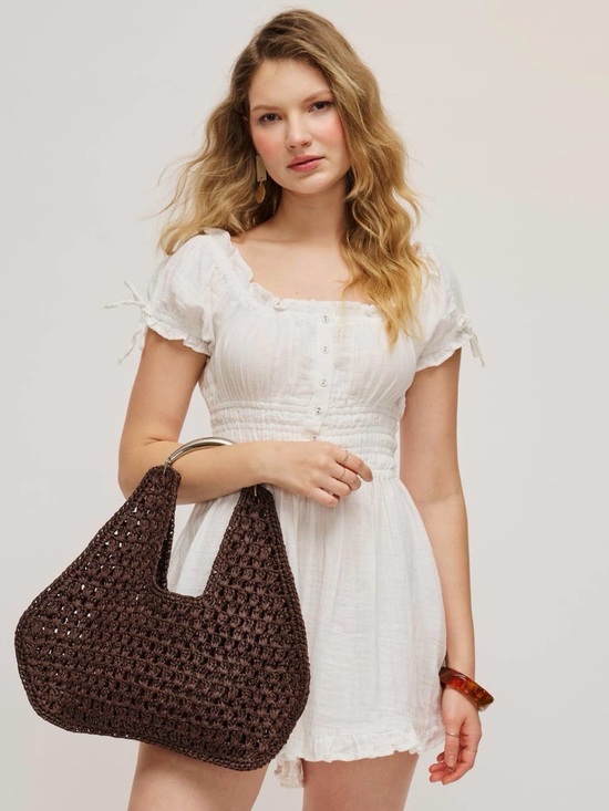 Urban Expressions Handbags - Urban Expressions Chocolate Iris Hobo Woven Tote Bag